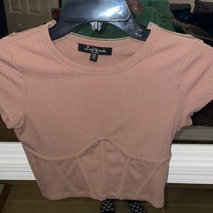 LIGHT BROWN CORSET CROP TOP